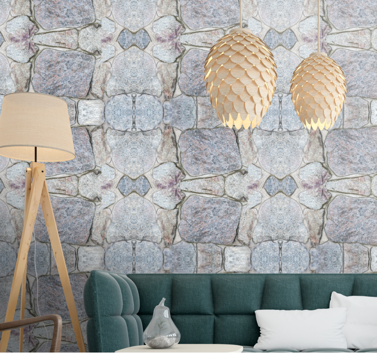 Woonkamer behang realistisch rustiek stenen patroon - TenStickers