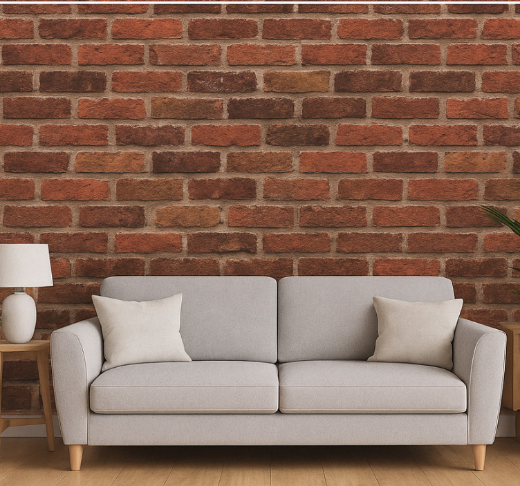 Woonkamer behang rode baksteen effect - TenStickers