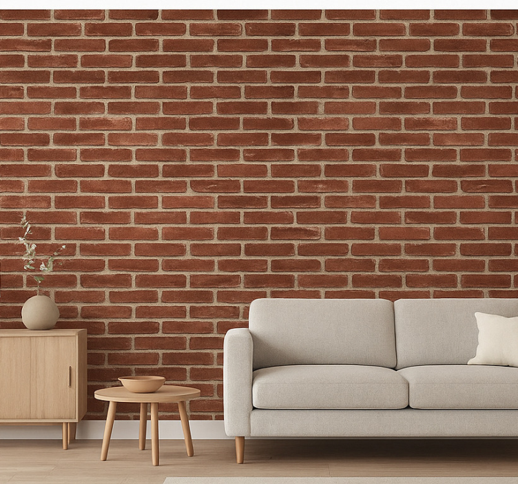 Woonkamer behang rood baksteenpatroon - TenStickers