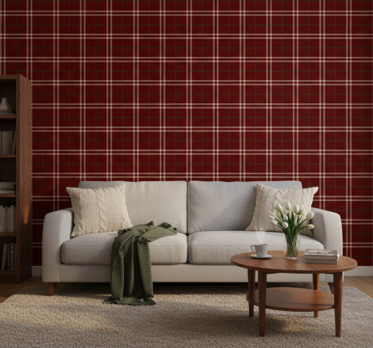 Woonkamer behang ruitjespatroon oppervlak - TenStickers