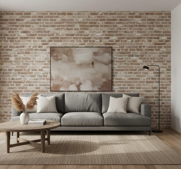 Woonkamer behang rustiek hergebruikt baksteen - TenStickers