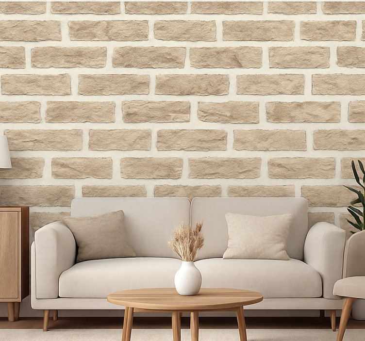 Woonkamer behang rustieke zandsteen baksteen - TenStickers