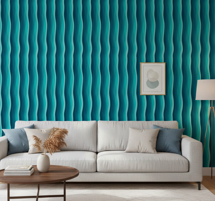 Woonkamer behang serene blauwe golven - TenStickers