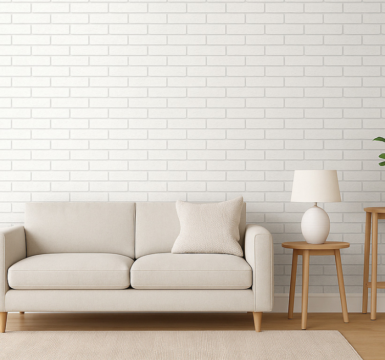 Woonkamer behang simpel wit baksteen - TenStickers