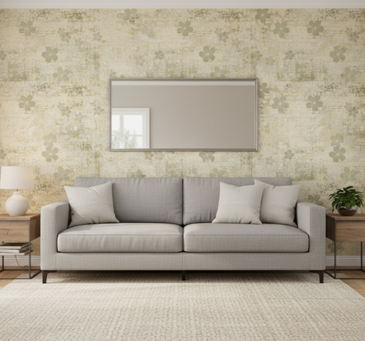 Woonkamer behang subtiele bloemige elegantie - TenStickers