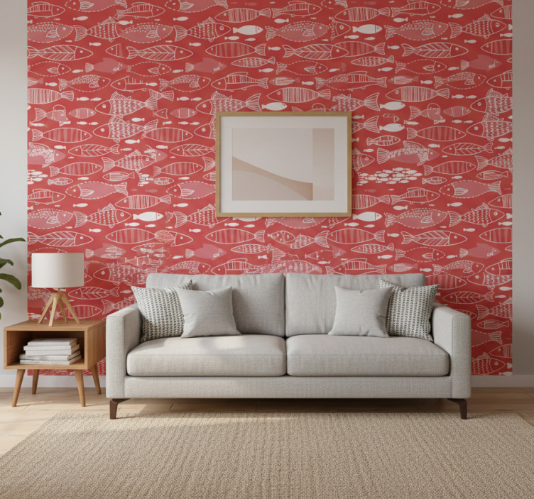 Woonkamer behang veel vissen onder zee - TenStickers