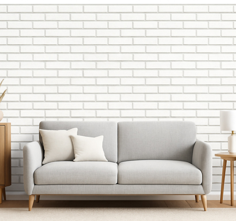 Woonkamer behang wit baksteen design - TenStickers