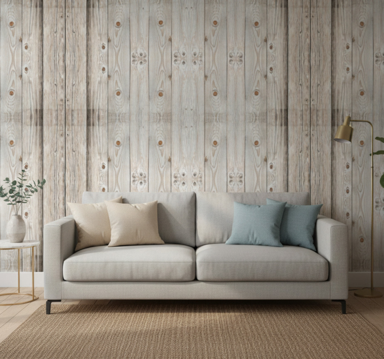 Woonkamer behang witdenne houtlook - TenStickers
