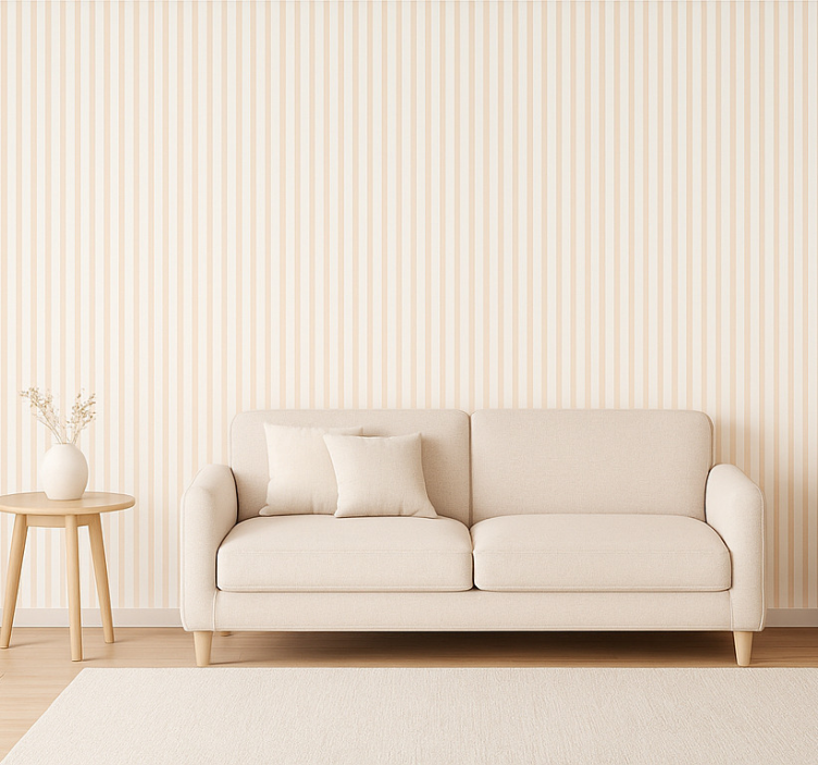 Woonkamer behang witte beige dunne strepen - TenStickers