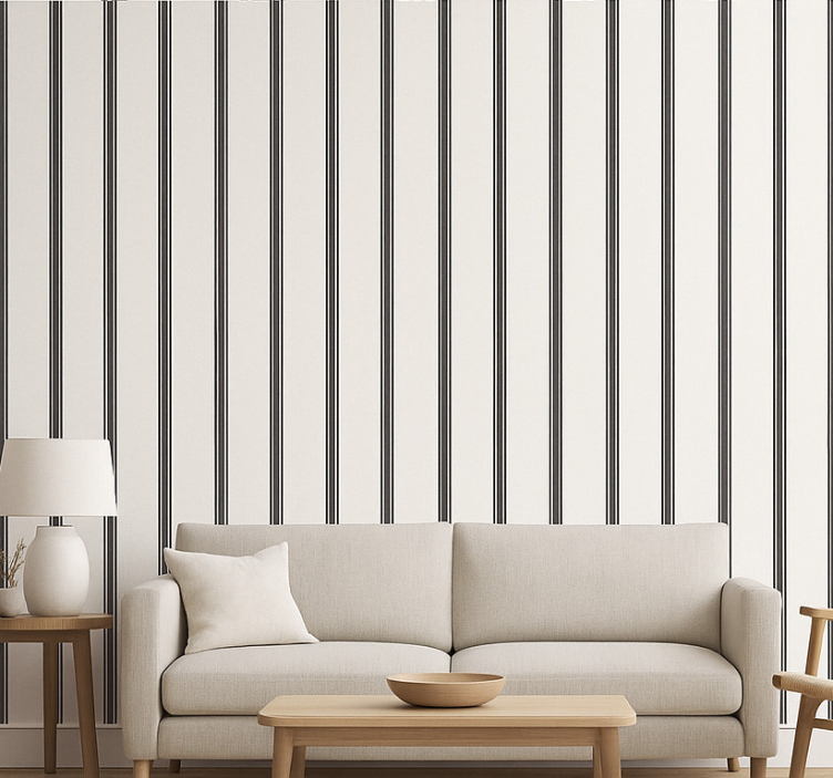 Woonkamer behang zwarte streep - TenStickers