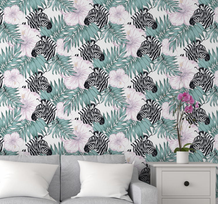 Zebra in de tuin dieren behang - TenStickers