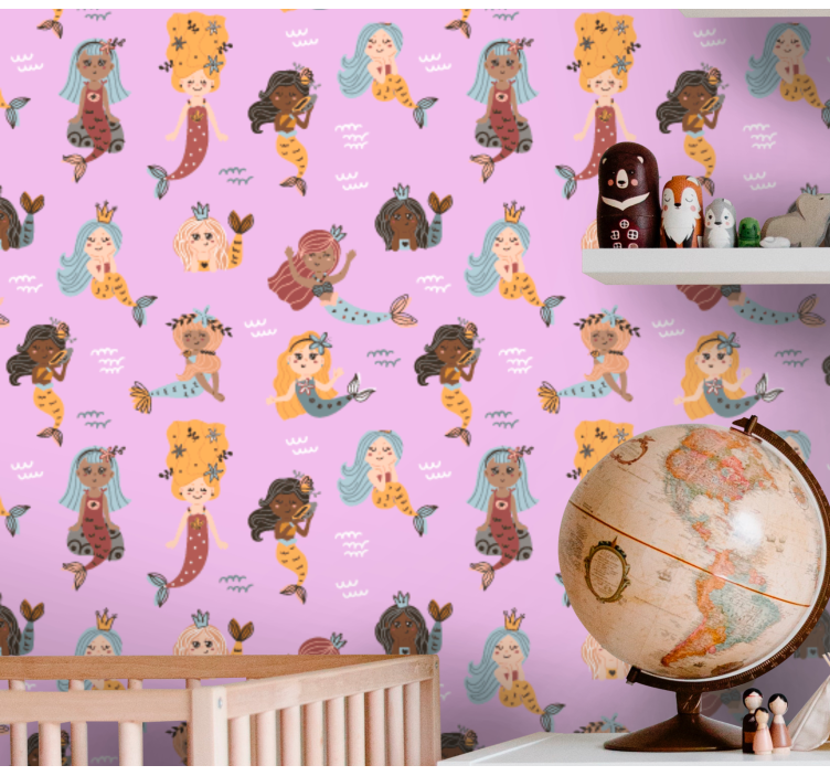 Zeemeermin illustratie babykamer behang - TenStickers