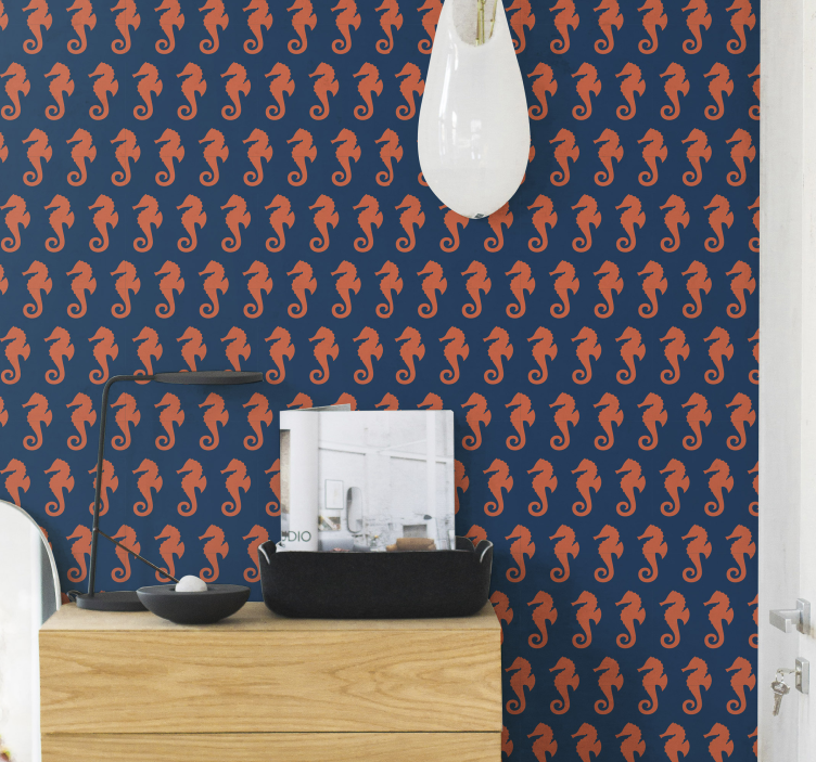 Zeepaardjes patroon behang - TenStickers