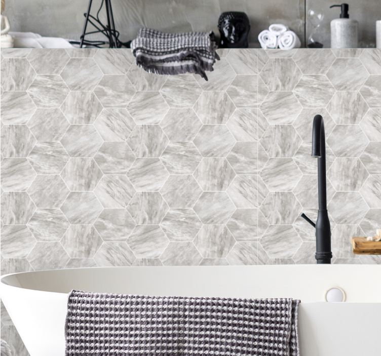 Zeshoekig tegelpatroon marmeren behang - TenStickers
