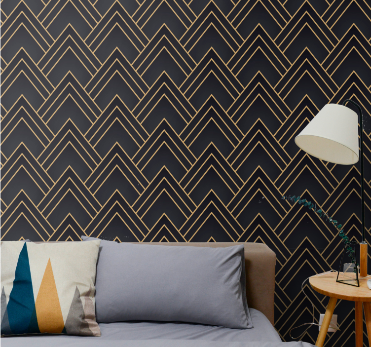 Zigzag gouden patroon geometrisch behang - TenStickers