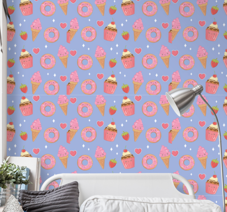 Zoet dessertpatroon babykamer behang - TenStickers