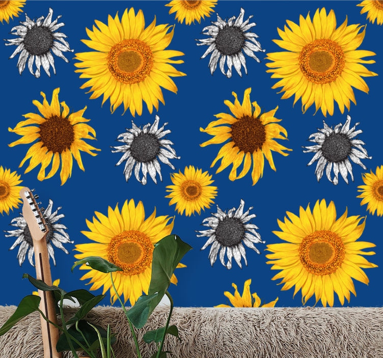 Zonnebloemensemble behang bloemen - TenStickers