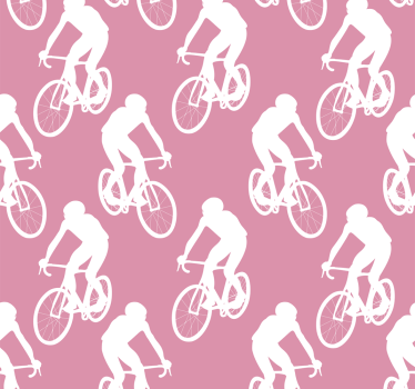 Wit fietserspatroon behang roze - TenStickers