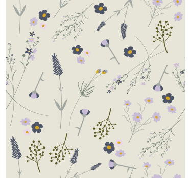 Paarse wilde bloemen keuken behang - TenStickers