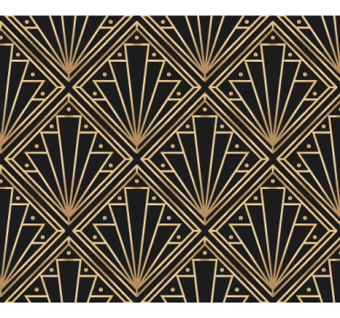 Behang print gouden en zwarte decoratieve vierkant patroon - TenStickers