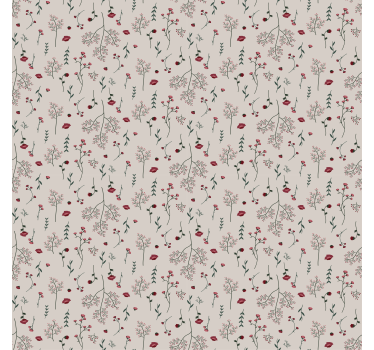 Behang print minimalistisch rood bloemenpatroon - TenStickers