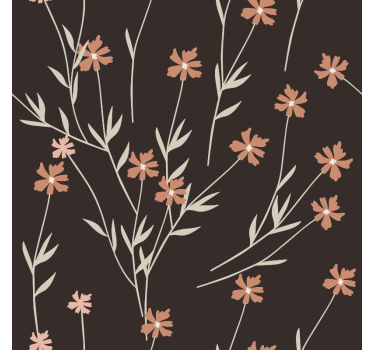 Behang print bruine bloemen kallax - TenStickers