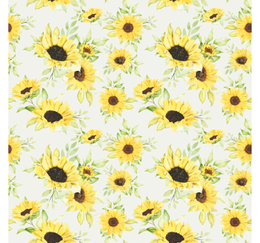 Behang print prachtig aquarel zonnebloemen patroon - TenStickers