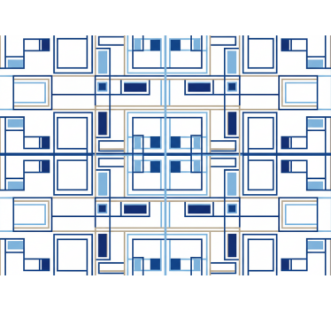 Behang vierkant geometrische vormen blauw - TenStickers