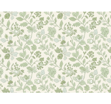 Behang stenen crème groene bloemen - TenStickers