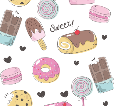 Behang keuken snoepjes patroon - TenStickers