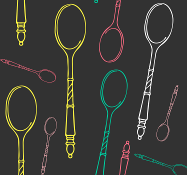 Schets van neon-gebruiksvoorwerpen keuken behang - TenStickers