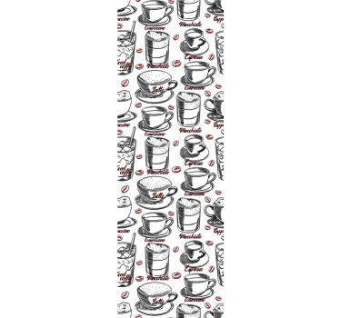 Café thema illustratie keuken behang - TenStickers