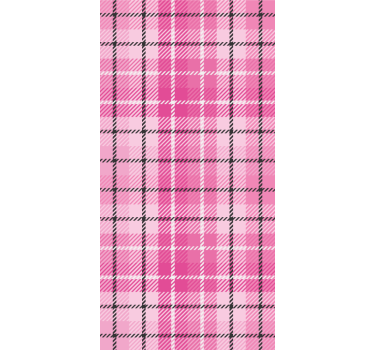 Roze tartanpatroon behang vierkant - TenStickers
