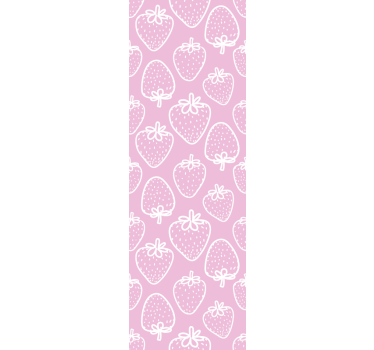 Polkadot-aardbeien behang roze - TenStickers
