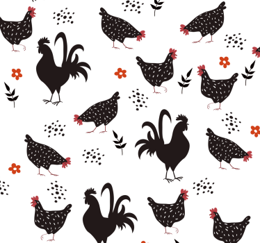 Behang keuken Zwart-witte haan - TenStickers