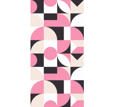Geometrisch behang modern roze en zwart patroon - TenStickers
