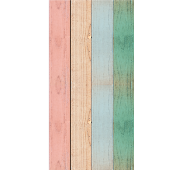 Pastelkleurige plankpatronen hout behang - TenStickers