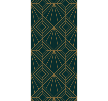 Geometrisch behang stijlvol groen en gouden patroon - TenStickers