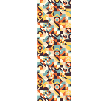 Retro gekleurde rode mozaïek geometrisch behang - TenStickers