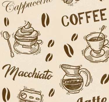 Letter behang 3d-patronen voor koffienamen - TenStickers