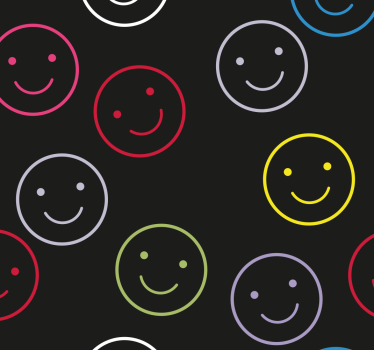 Smiley gezicht print geometrisch behang - TenStickers