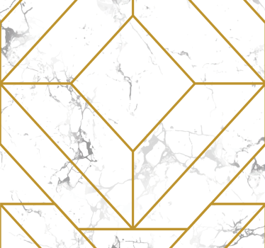 Goud en wit geometrisch behang woonkamer - TenStickers