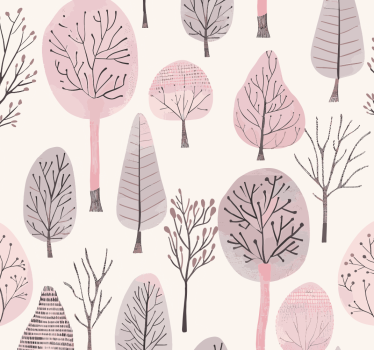 Noordse bomen behang roze - TenStickers