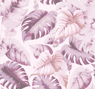 Grote tropische bladeren behang roze - TenStickers