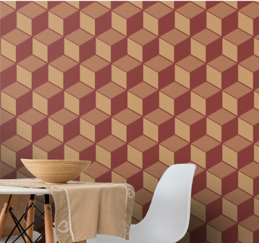 3d bruin kubuspatroon geometrisch behang - TenStickers