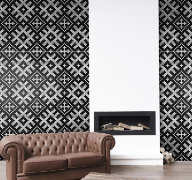 Zwart-wit kerstpatroon geometrisch behang - TenStickers