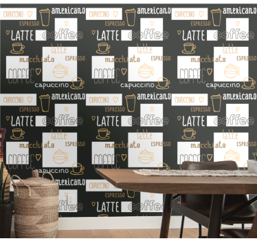 Behang keuken Decoratieve koffietekeningen - TenStickers