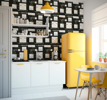 Behang keuken Decoratieve koffietekeningen - TenStickers