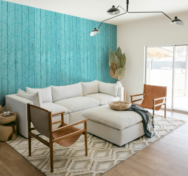 Cirkels op hout geometrisch behang - TenStickers