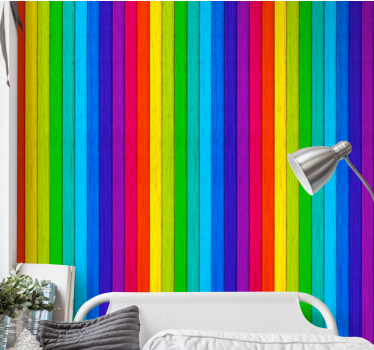 Realistische regenboog houten achtergrond - TenStickers